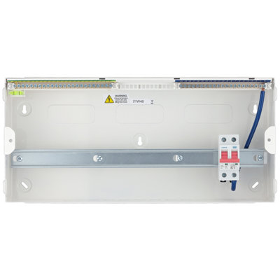 BG Metal Consumer Unit 22 Module, 20 Way Unpopulated With 100A Main Switch 2 x Cover Blanks With Up Opening Front Cover