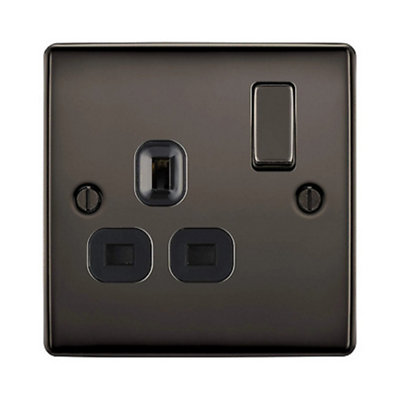 BG NBN21B Nexus Black Nickel Single Switched Socket Rounded Plate 13 Amp