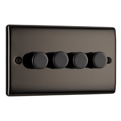 BG NBN84P Nexus Metal 4 Gang, 2 Way, 400W Dimmer Switches - Black Nickel