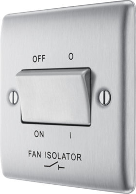 BG NBS15 Metal Brushed Steel 1 Gang 10A 10AX 3 Pole Fan Isolator Plate Switch - 3