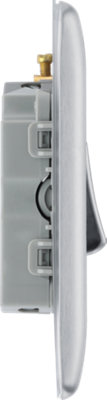 BG NBS15 Metal Brushed Steel 1 Gang 10A 10AX 3 Pole Fan Isolator Plate Switch - 5