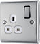 BG NBS21W Nexus Metal Brushed Steel 1 Gang 13A Switched Socket - White Insert