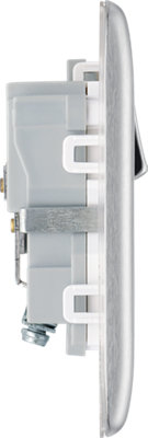 BG NBS21W Nexus Metal Brushed Steel 1 Gang 13A Switched Socket - White Insert - 4
