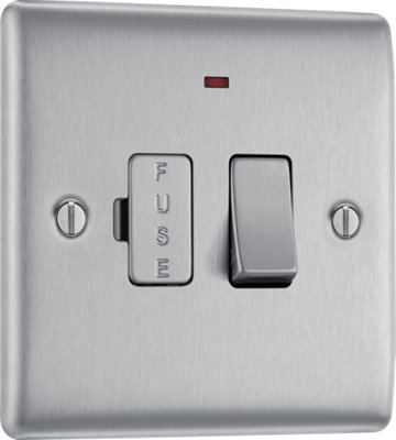 BG NBS52 Nexus Metal Brushed Steel 13A Neon Switched Fused Spur Unit