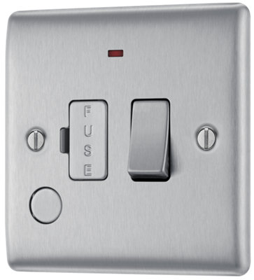 BG NBS53 Nexus Metal Brushed Steel 13A Flex Output Neon Switched Fused Spur Unit