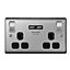 BG Nexus 13a 2 Gang Switch UK Plug Socket and USB Grey/Black (One Size)