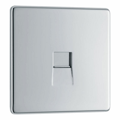 BG Nexus Flatplate Screwless Chrome 1 Gang Single Telephone Master Socket