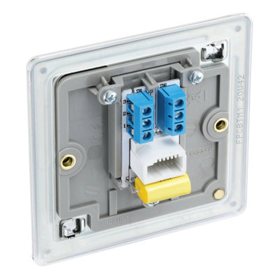 BG Nexus Flatplate Screwless Chrome 1 Gang Single Telephone Master Socket - 3