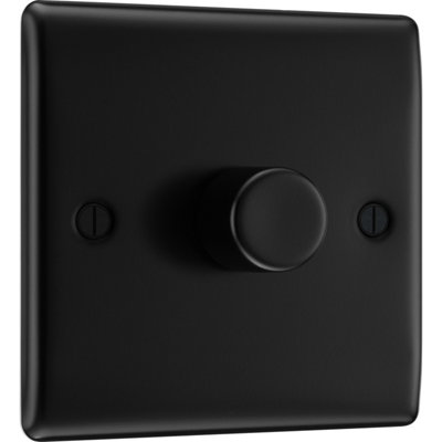 BG Nexus Metal 200W Single Wall Dimmer Switch, 2 Way, Matt Black