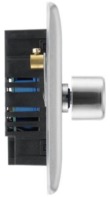 BG Nexus Metal Brushed Steel Double Intelligent Led Dimmer Switch, 2-Way On/Off