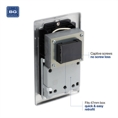 BG Nexus Metal Brushed Steel Shaver Socket Black Insert - NBS20B