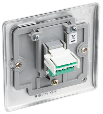 BG Nexus Metal Brushed Steel Single RJ11 Telephone Socket - NBSRJ111