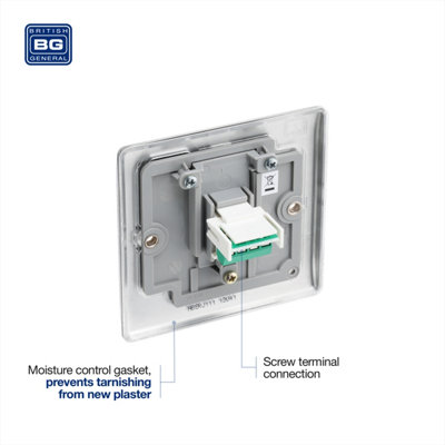 BG Nexus Metal Brushed Steel Single RJ11 Telephone Socket - NBSRJ111