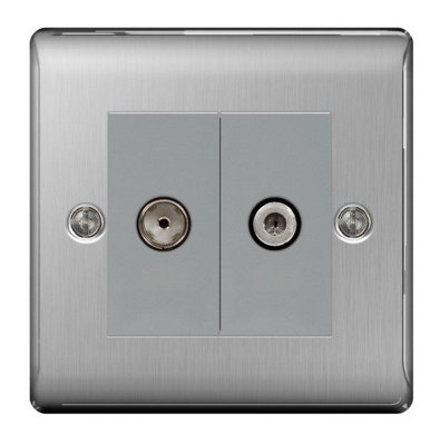 BG Nexus Metal Brushed Steel Single Socket For TV Or FM With Co-Axial ...