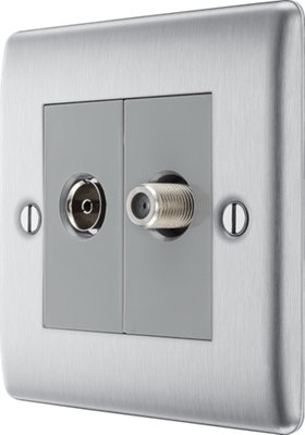 BG Nexus Metal Brushed Steel Single Socket For TV Or FM With Co-Axial ...