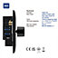 BG Nexus Metal Matt Black 200W Quadruple Dimmer Switch, 2-Way Push On/Off, Trailing Edge