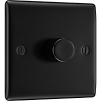 BG Nexus Metal Matt Black 200W Single Dimmer Switch, 2-Way Push On/Off, Trailing Edge