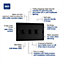 BG Nexus Metal Matt Black 200W Triple Dimmer Switch, 2-Way Push On/Off, Trailing Edge