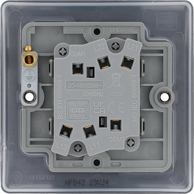 British General Nexus Metal 20A 1-Gang DP Control Switch Black Nickel with LED - 4