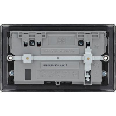 BG Nexus Metal Matt Black Double Switched 13A Power Socket With USB Charging - USB A + C (45W)