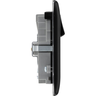 BG Nexus Metal Matt Black Double Switched 13A Power Socket With USB Charging - USB A + C (45W)