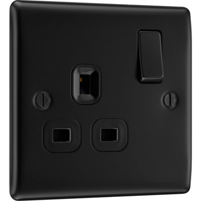 BG Nexus Metal Matt Black Single Switched 13A Power Socket