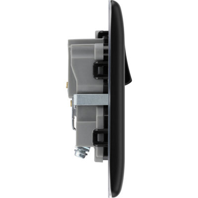 British General Nexus Metal 13A 2-Gang DP Switched Plug Socket Brushed Iridium  with Black Inserts - 3