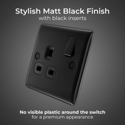 British General Nexus Metal 13A 2-Gang DP Switched Plug Socket Brushed Iridium  with Black Inserts - 5