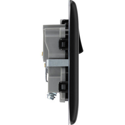 British General Nexus Metal 13A 2-Gang DP Switched Plug Socket Brushed Iridium  with Black Inserts - 10