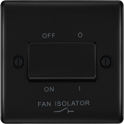 BG Nexus Metal Matt Black Triple Pole Fan Isolator Switch, 10A