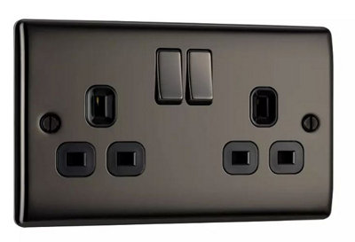 BG Nexus NBN22B 13A Switched Double Plug Socket 2 Gang Decorative Metal Power Outlet with Black Nickel Finish - Pack of 5 - 4