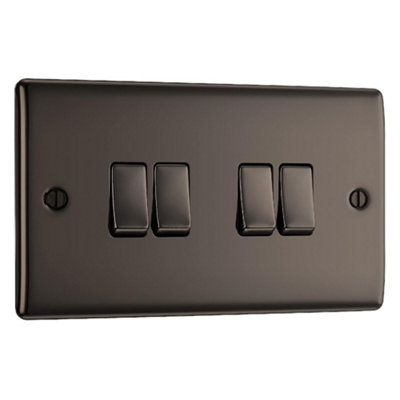 BG Nexus NBN44 Light Switch 4 Gang 2 Way 10 Amp (Black Nickel)