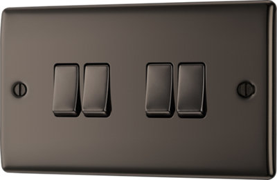BG Nexus NBN44 Light Switch 4 Gang 2 Way 10 Amp (Black Nickel)