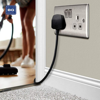 BG Nexus NBS22G 13A Switched Double Plug Socket 2 Gang  Decorative Metal Power Outlet with Brushed Steel Finish - Pack of 5 - 7