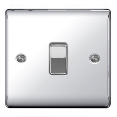 BG NEXUS NPC13 Polished Chrome 10A 1G 2 Way Intermediate Metal Light Switch Plate
