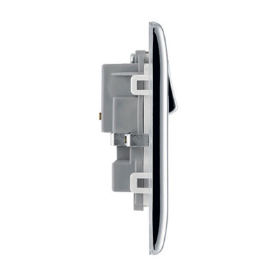 BG Nexus NPC22W 13A Switched Double Plug Socket 2 Gang Decorative Metal Power Outlet with Polished Chrome Finish - Pack of 5 - 6