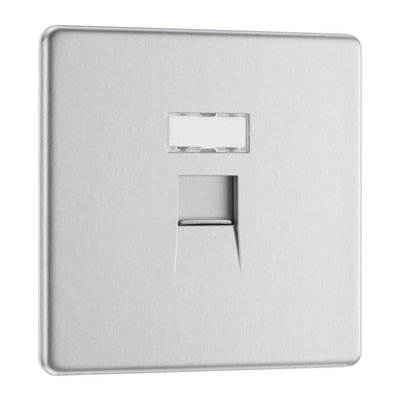 BG Nexus Screwless RJ45 Data Outlet Socket 1 Gang Brushed Steel - FBSRJ451