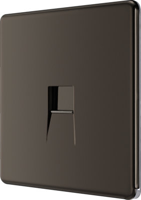BG Nexus Screwless Single Telephone Secondary Socket 1G Black Nickel - FBNBTS1 - 1