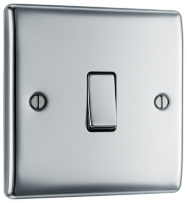 BG NPC12 Nexus Metal Polished Chrome 1 Gang 10A 10AX 2 Way Plate Switch