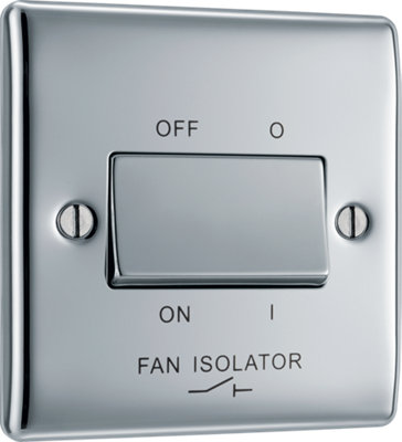 BG NPC15 Nexus Metal Polished Chrome 1 Gang 10A 10AX 3 Pole Fan Isolator Plate Switch