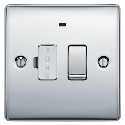BG NPC52 Nexus Metal Polished Chrome 13A Neon Switched Fused Spur Unit