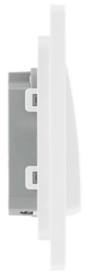 BG PCDCL12WW Pearlescent White Evolve 1 Gang 20A 16AX 2 Way Wide Rocker Light Switch - White Insert
