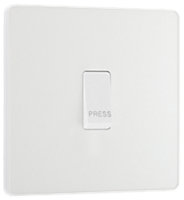 BG PCDCL14W Pearlescent White Evolve 10AX 1 Way Press Switch - White Insert
