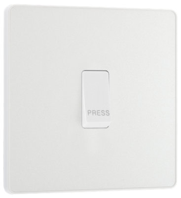 BG PCDCL14W Pearlescent White Evolve 10AX 1 Way Press Switch - White Insert