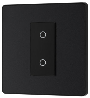 BG PCDMBTDS1B Matt Black Evolve 1 Gang 200W Trailing Edge Secondary Touch Dimmer - Black Insert