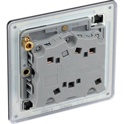 BG Screwless Flatplate Matt Black, 10AX Triple Pole Fan Isolator Switch