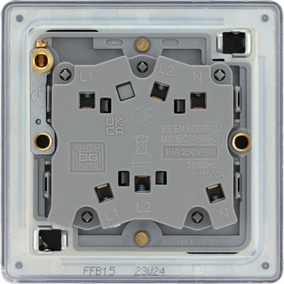 BG Screwless Flatplate Matt Black, 10AX Triple Pole Fan Isolator Switch