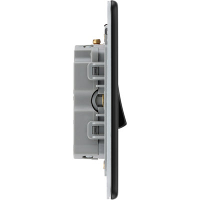BG Screwless Flatplate Matt Black, 10AX Triple Pole Fan Isolator Switch