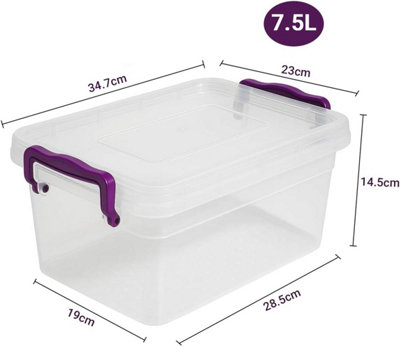 BH 7.5 Litres Plastic Storage Boxes with Lids - Pack of 2, Clear ...