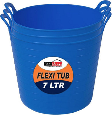 BH 7L Flexi Tub with Handles - Blue, Pack of 3, Garden Tubs, Plastic ...